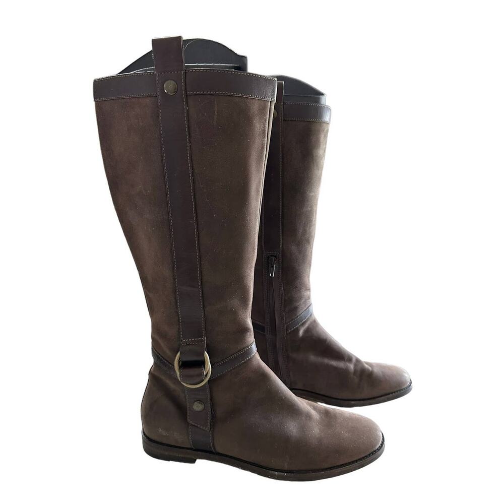 Cole Haan brown leather harness pull on knee high boots size‎ 8.5